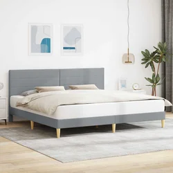 Krevetna konstrukcija Svjetlosiva 200 x 200 cm Tkanina