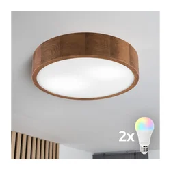 Brilagi - LED RGBW prigušiva stropna svetiljka CARVALHO 2xE27/15W/230V Wi-Fi hrast O 37,5 cm
