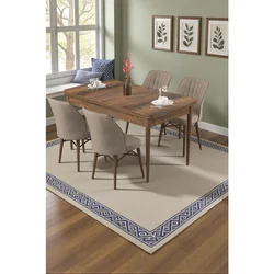 Hanah Home trpezarijski set Radde, sto i 4 stolice, ploča u dekoru drveta Baroque, kapućino tkanina Babyface