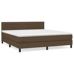 Vidaxl Box spring postelja z vzmetnico temno rjava 160x200 cm blago