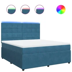 Vidaxl Box spring postelja z vzmetnico modra 180x200 cm žamet