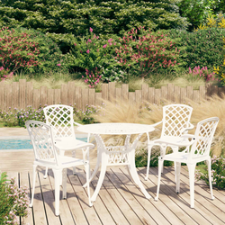 5-dijelni bistro set od lijevanog aluminija bijeli