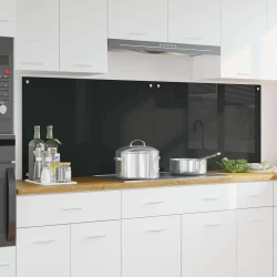 Kuhinjski zid 2 pcs Crna 90 x 60 cm Staklo otporno na udarce