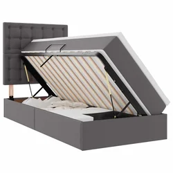 Krevet s od storage s madracem Siva 100 x 200 cm Lažna koža