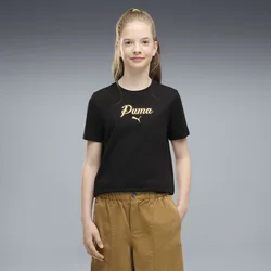 PUMA Essentials Script Glitter Tee Youth, Kids, Black, 15-16Y