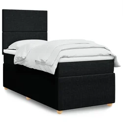 VIDAXL Box spring postelja z vzmetnico črna 90x200 cm blago