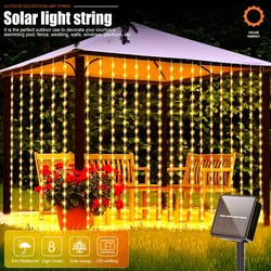 Solarne dekorativne lampice zavesa žuta 3x3m