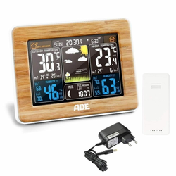 ADE WS1703 Večnamenska lesena vremenska postaja s prikazovalnikom temperature in električnim napajanjem