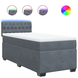 Vidaxl Box spring postelja z vzmetnico temno siva 80x200 cm žamet