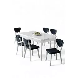 HANAH HOME Rasklopivi trpezarijski sto i stolice (7 delova) Exve White Anthracite