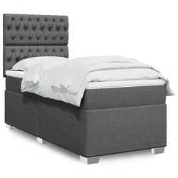 VIDAXL Box spring postelja z vzmetnico temno siva 100x200 cm blago