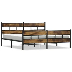 Vidaxl Kovinski posteljni okvir brez vzmetnice dimljen hrast 200x200cm