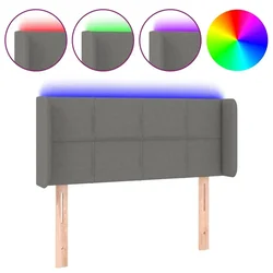Vidaxl LED posteljno vzglavje temno sivo 103x16x78/88 cm blago