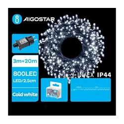 Aigostar - LED spoljašnja božićna girlanda 800xLED/8 funkcija 23m IP44 hladno bela