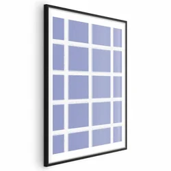 shumee Plakat - Bele črte - mreža z veliko mrežo na modrem ozadju