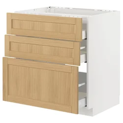 METOD / MAXIMERA Pod.elem.grej.ploča/3front/3fiok, bela/Forsbacka hrastovina, 80x60 cm