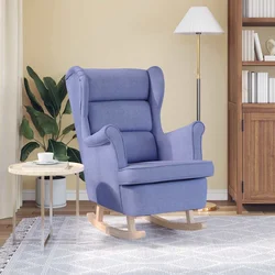 Stolica za ljuljanje 74x90x102 cm od tkanine traper-plava