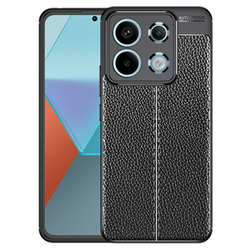 Eleganten gel ovitek Elite Guard z usnjeno teksturo in zaščito robov za Xiaomi Redmi 13C 4G/Poco C65 - obsidian black