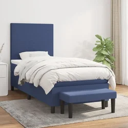 Greatstore Box spring postelja z vzmetnico modra 100x200 cm blago