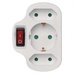 RAZDELILNIK/ADAPTER EMOS 1 ŠUKO + 2 EURO, STIKALO BEL