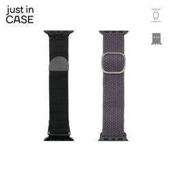 JUST IN CASE 2u1 Narukvica 38-41mm crna MILANESE + siva tekstil
