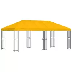 Paviljon s bočnim stranama 6 x 3 m Žuta Poliester i čelik 190