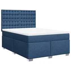Vidaxl Box spring postelja z vzmetnico modra 160x200 cm blago