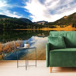 Fototapeta jezero pod hribi - 245x270