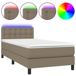 Vidaxl Box spring postelja z vzmetnico LED taupe 80x200 cm blago
