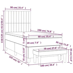 Vidaxl Box spring postelja z vzmetnico temno siva 90x190 cm blago