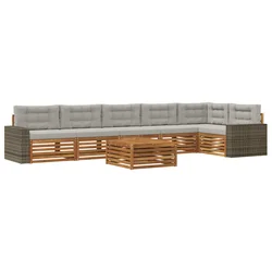 Set vanjskih sofa 7 pcs Prirodna i svjetlosiva 79 x 79 x 37 cm