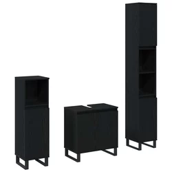 Set namještaja za kupaonicu Zidne s pohranom 3 pcs Crni hrast
