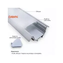 DAWN LED profil LL-ALP007-R komplet sivi