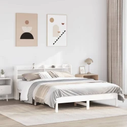 VIDAXL Posteljni okvir brez vzmetnice bel 135x190 cm trdna borovina