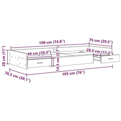 Krevetna konstrukcija Crni hrast 75 x 190 cm Konstruirano drvo