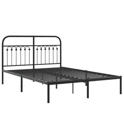 Vidaxl Kovinski posteljni okvir z vzglavjem črn 135x190 cm