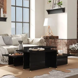 Stolići za kavu 2 kom sjajni crni 111,5x50x33 konstruirano drvo