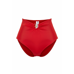 Trendyol High Waist Hipster Bikini Bottom with Red Accessories