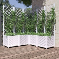 Vrtna sadilica s rešetkom bijela 120 x 120 x 136 cm PP