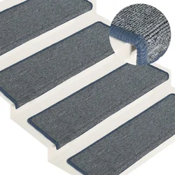 Prostirke za stepenice 15 kom 65x21x4 cm svijetlo sive i plave pravokutne rubove