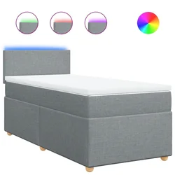 Vidaxl Box spring postelja z vzmetnico svetlo siva 90x200 cm blago