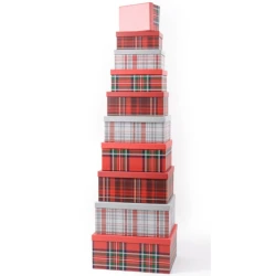 Novogodišnja kutija tartan red grey ( 43536 )