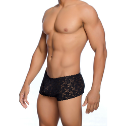MOB Rose Lace Boy Short Black S/M
