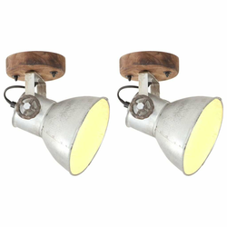 Industrijske zidne/stropne svjetiljke 2kom srebrne 20x25 cm E27