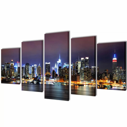 vidaXL Set platen s printom New York ponoči 200 x 100 cm