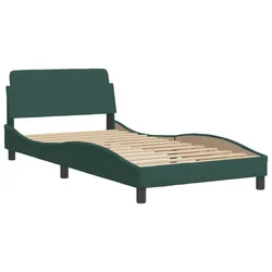 Vidaxl Posteljni okvir Dover temno zelen 100x200 cm žamet