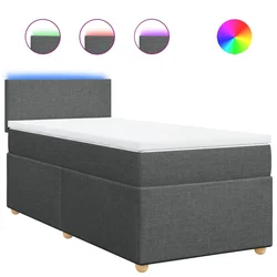 Vidaxl Box spring postelja z vzmetnico temno siva 90x200 cm blago