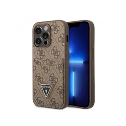 GUESS Maska za iPhone 14 Pro 4G, Double Card Triangle, Braon