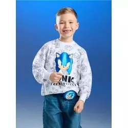 Sinsay - Dukserica s okruglim izrezom i printom Sonic the Hedgehog - belo
