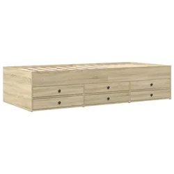Vidaxl Dnevna postelja s predali brez vzmetnice sonoma hrast 100x200cm